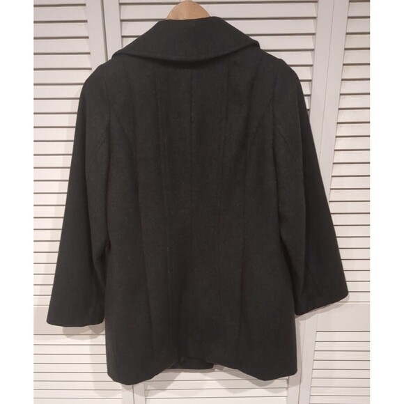 London Fog Wool Blend Pea Coat Womens L Gray 3 Button 90s Y2K Vtg Classic Staple - Picture 9 of 10